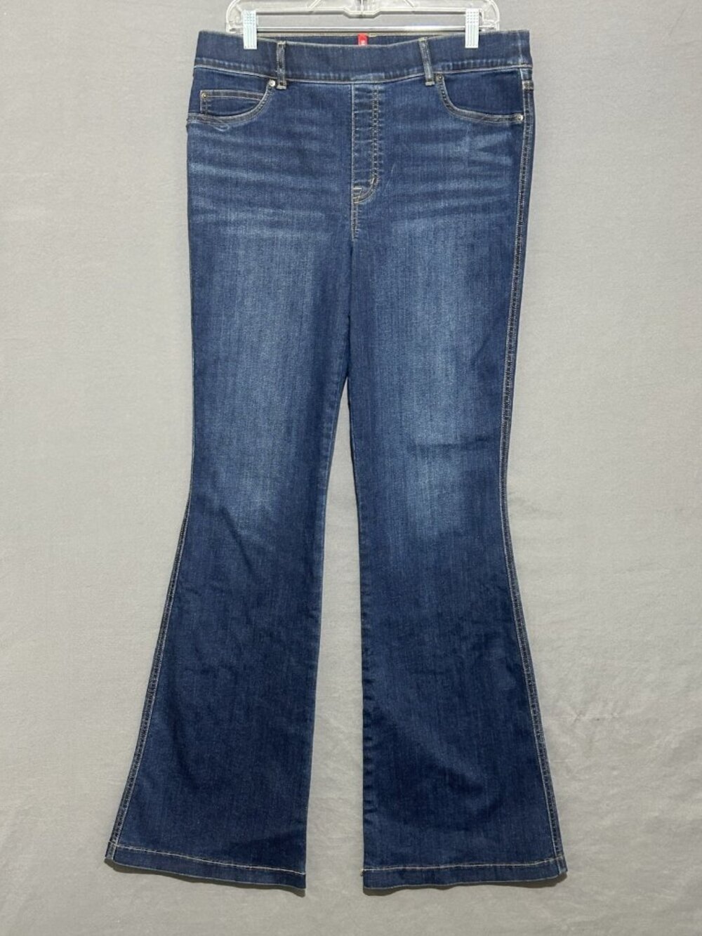 Spanx Jeans Womens XL Blue High Rise Flared Tummy Shaping Pull On Stretch